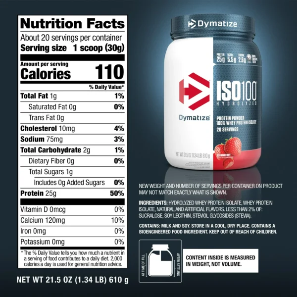 Proteína ISO100 Hydrolyzed Dymatize | 20 serv - Imagen 4